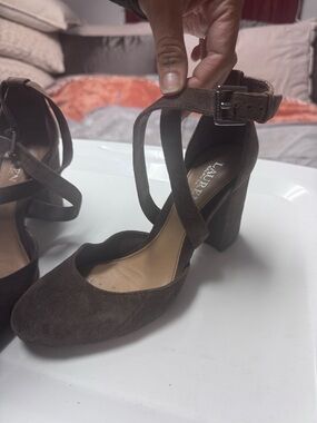 Lauren Ralph Lauren Dark Brown Suede Block Heel Ankle-Strap Pump